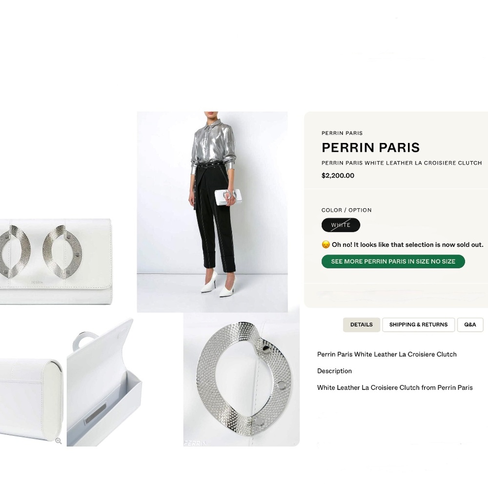 Perrin Paris La Croisette  Strass White Leather Clutch With Swarovski Cr… - Picture 16 of 16